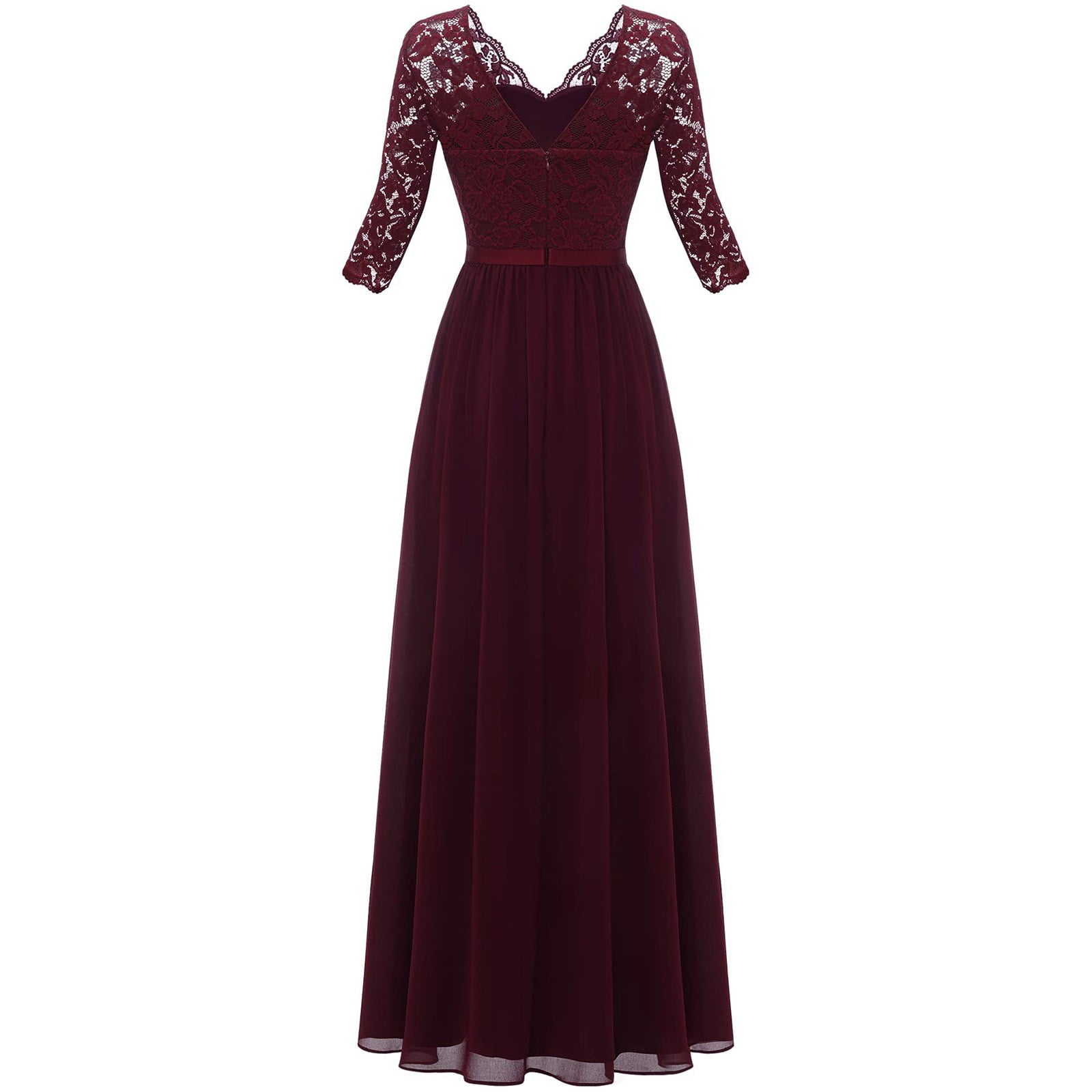 Zshosam Women's V Neck Half Sleeves Lace Maxi Dress Elegant Dresses Gown  for Wedding Guest(Red,M) - Walmart.com