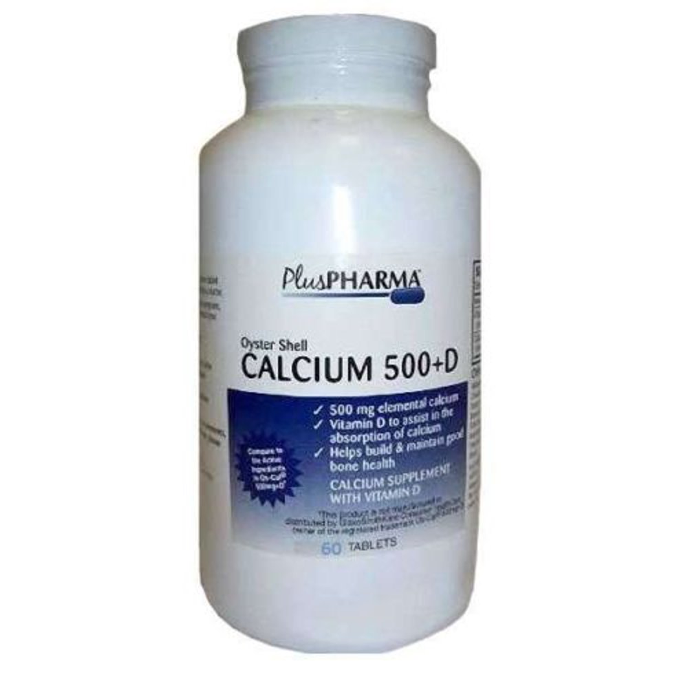 PlusPharma, Oyster Shell Calcium 500mg Tablets, 60 ct