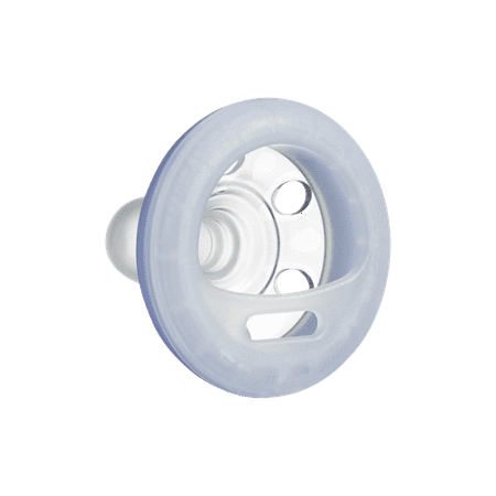 Tommee Tippee Breast-Like Pacifier Night, Glow in the Dark, Skin-Like Texture, Symmetrical Design, BPA-Free Binky, 0-6m, Blue/White, 2 Count