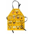 thumbnail image 1 of Emoji Apron Smiley Surprised Sad Hot Happy Sarcastic Angry Mood Faces Expression Plain Backdrop Print, Unisex Kitchen Bib Apron with Adjustable Neck for Cooking Baking Gardening, Yellow, by Ambesonne, 1 of 3