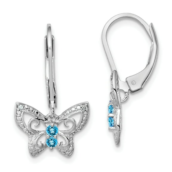 Primal Silver Sterling Silver Rhodium-plated Blue Topaz and Diamond Earrings