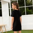 thumbnail image 6 of Abcomgle Summer Dresses for Girls 14-16 Casual A Line Short Sleeve Girls Tshirt Dresses Solid Crew Neck Sundresses Lightweight Dresses,Black,7-8Years, 6 of 7