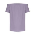 thumbnail image 4 of tarylea Off Shoulder Tops for Women Short Sleeve Ruffled Blouse Casual Loose Summer Solid Color Tops, 4 of 6