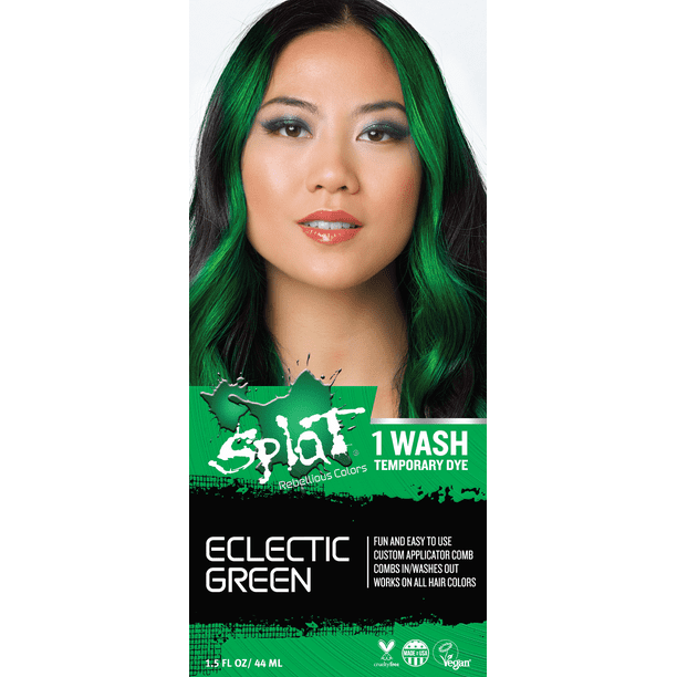 Splat 1 Wash Eclectic Green Hair Color Temporary Bleach Free Green Hair Dye Walmart Com