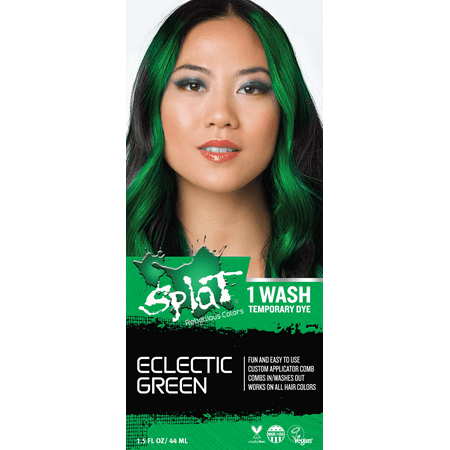 Splat 1 Wash Eclectic Green Hair Color Temporary Bleach Free