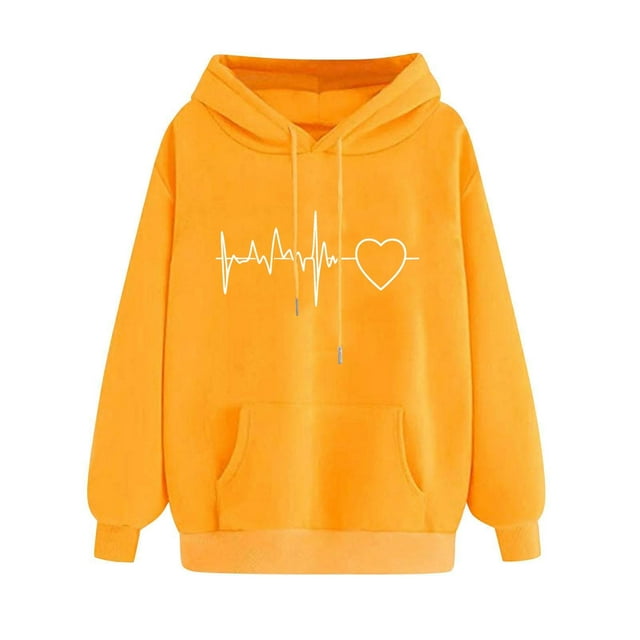 ZMFXJPE Chandails à Capuche pour Femmes, Chandail à Enfiler d'Hiver pour Femmes, Mode, Chaud, Chandails à Enfiler pour Femmes, Chandails à Capuche pour Femmes, Chandail pour Femme, Jaune, P