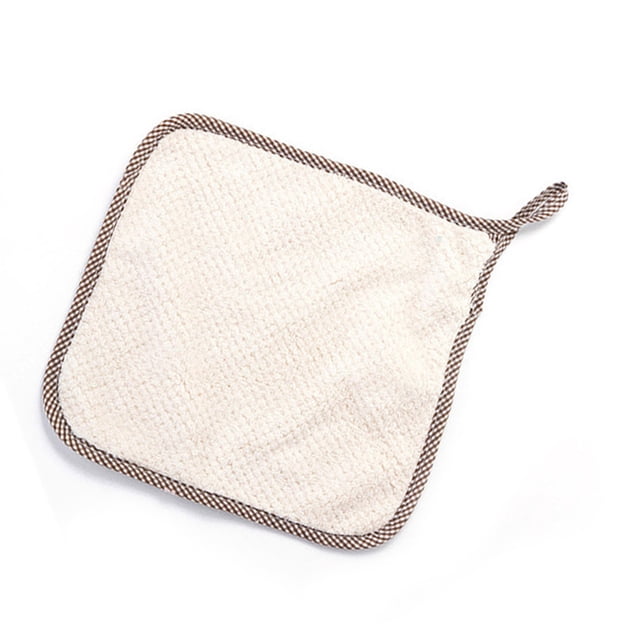 Yuarrent Paño de cocina absorbente, vajilla antiadherente, trapo de grueso con aceite, toalla de comedor para el hogar, limpieza colgante Suministros de limpieza para el hogar beis blanco Yuarrent HA005259-03