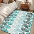 thumbnail image 5 of 2.7x5 Washable Area Rug, Vintage Floral Non-Slip Rectangle Rug for Bedroom Bedside, Dark Green Flower Pattern Country Gradient Indoor Floor Mat for Home Decor, 5 of 9