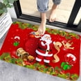 thumbnail image 1 of Alfombra de baño con renos para Navidad, elegante alfombra de bienvenida decorativa con temática navideña, suave y acogedora, antideslizante y muy absorbente, alfombra de baño de espuma viscoelástica, 1 of 5