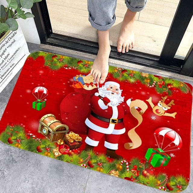 Alfombra de baño con renos para Navidad, elegante alfombra de bienvenida decorativa con temática navideña, suave y acogedora, antideslizante y muy absorbente, alfombra de baño de espuma viscoelástica