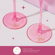 Paris Hilton 2 Piece Heart-Shaped Champagne Flute Set, 5.5 oz / 162 ml, Gold Trim, Pink