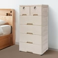 thumbnail image 7 of 5 Tier Lockable Storage Cabinet Plastic Storage Cabinet with 6 Drawers Vertical Clothes Storage Cabinet with Wheels Storage Cabinet for Bedroom Office Living Room Beige Color19.7" x 13.8" x 40.2", 7 of 7