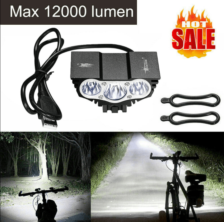 20000LM XM-L2 LED Waterproof Light Battery Bicycle light & 5 LED Warning Lamp