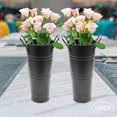 thumbnail image 2 of 12 Pcs Galvanized Metal Flower Buckets, 9 Inch Wedding Flower Display Bucket Modern Round Vases for Centerpieces Display, Decorative Metal Vases for Table Home Wedding Decorations (Black), 2 of 18