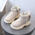 thumbnail image 6 of Gvdentm Dress Boots Girls Girls Snow Boots Warm Lined Winter Boots with Non-Slip Sole Waterproof Cute Lightweight Ankle Bootie Youth Snow Boots Boys(Beige,9.5), 6 of 6