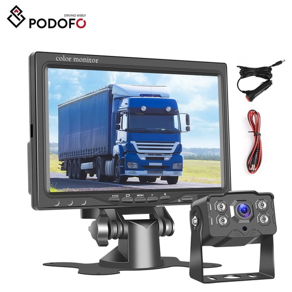 Podofo Backup Camera for Truck 7 Inch Monitor Rear View Camera for Truck/Car/Pickup/SUV/ IP66 Waterproof