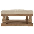 thumbnail image 4 of Weston Home Galvin Transitional Wood and Tufted Linen Coffee Table, Beige, 4 of 8