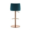 thumbnail image 3 of Carter Barstool, Adjustable Height, Swivel, Blue Velvet Seat, Rose Gold base, 3 of 5