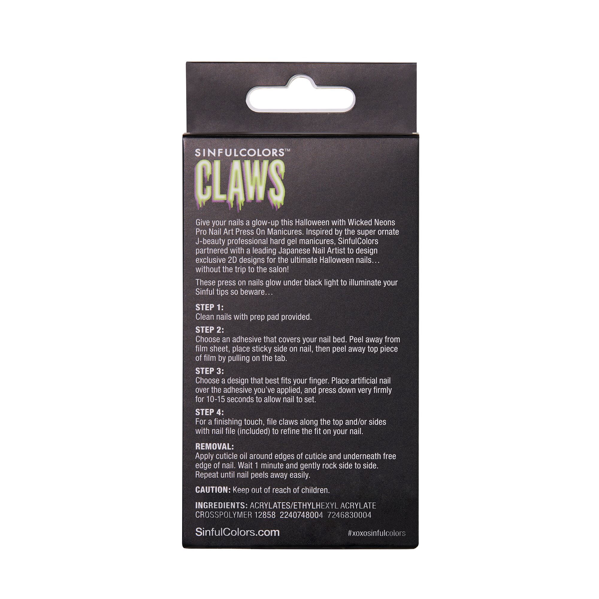 SinfulColors Claws, Halloween Press On Nails - Bad to the Bone