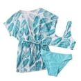 thumbnail image 3 of Yuanyu Girls 3PC Swimwear Tankini Set Kids Bathing Suit Halter Top +Bottoms + Smock, 3 of 8
