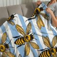 thumbnail image 4 of Creowell Bees Stripes Pattern Durable Soft and Warm Flannel Blanket, Lightweight Cozy Decor Gift for Sofa, Travel, Camping, Bed, Chair - Multifunctional Gift Blanket 30x40in, 4 of 7
