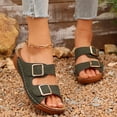 thumbnail image 2 of Rokment Womens Buckles Orthopedic Platform Slip on Sandals with Arch Support Comfortable Classic Casual Leather Wedges Walking Dress Slides for Beach Summer AG Size 6, 2 of 6