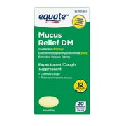 Equate Mucus Relief DM, 12 Hour Tablets, 20 Count