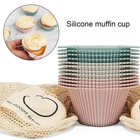 

Riguas 12Pcs Silicone Muffin Cups Reusable Non-sticky Food Grade Cupcake Making Cup Mold DIY Baking Accessories Kitchen Silicone Muffin Liner Baking Cups Bakery Supplies