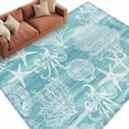 thumbnail image 2 of Teal Coastal Washable Living Room Rugs 6'x9', Nautical Starfish Octopus Coral Summer Low Pile Throw Large Area Rug Non-Slip Sturdy Edge Binding Carpet for Dining Room Kitchen Office, 2 of 9