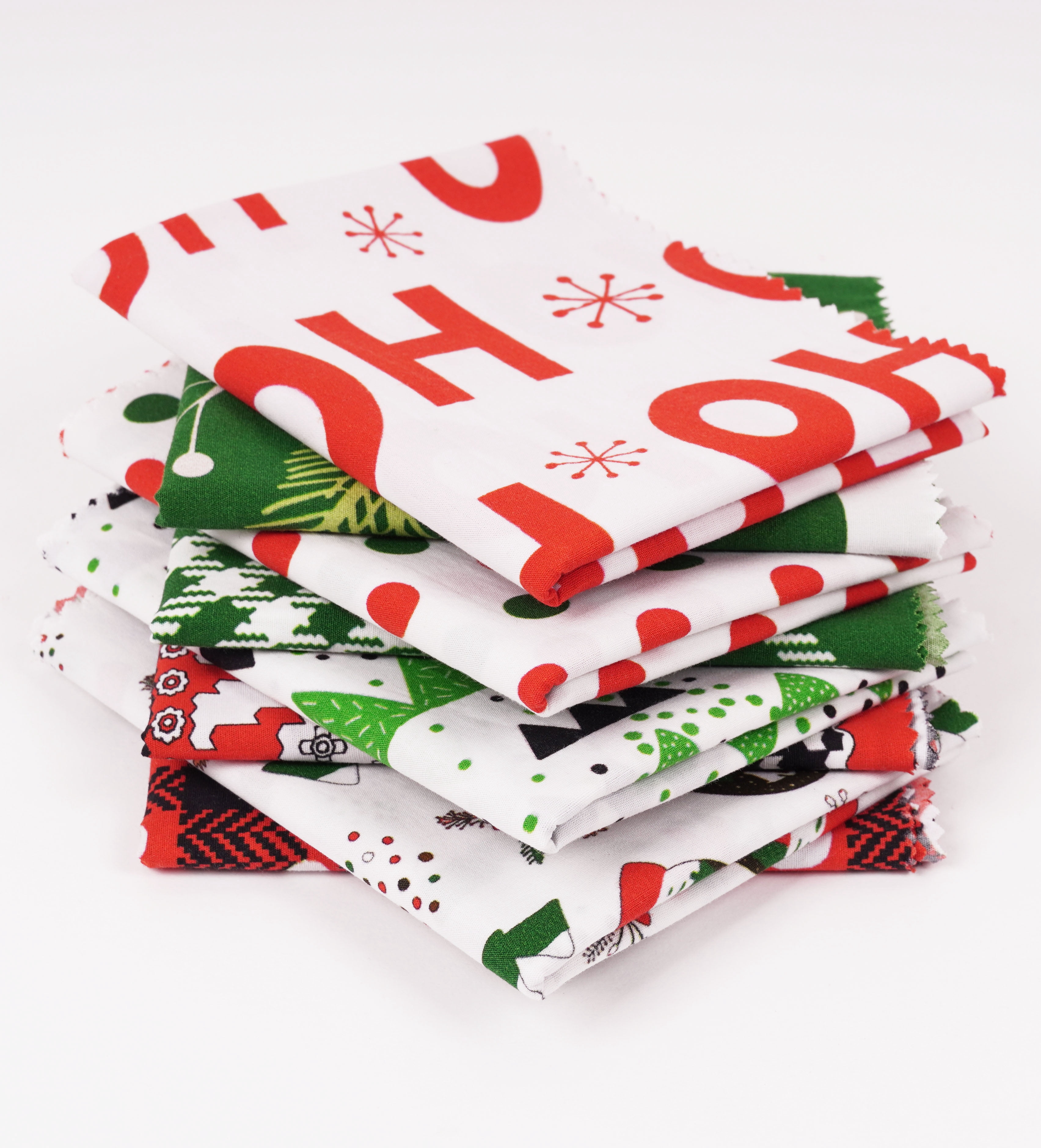 Soimoi 8 Pc Fat Quarter Bundle,ChristmasPrint 18"x 22"DIY Patchwork-100% CottonPre-Cut Quilting Fabric Red & Green