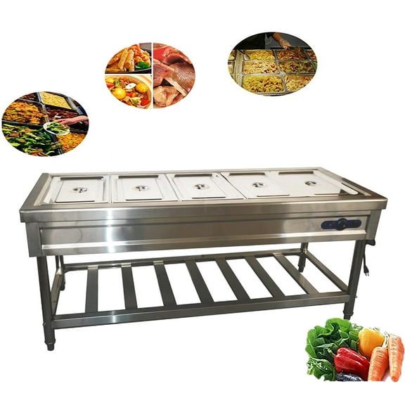 INTBUYING 5-Pan Food Warmer Countertop Buffet Steam Heater Table Vertical Food Steamer