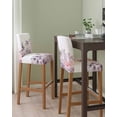 thumbnail image 2 of Pink Palm Tree Bar Stool Covers Set of 2, Forest Tropical Plants Flower Leaf Stretch Washable Bar Chair Covers with Backs, Removable Pub Counter Height Chair Cover for Kitchen Dining Room Cafe, 2 of 7
