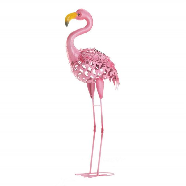 Summerfield Terrace Solar Lighted Metal Flamingo Yard Art, Standing