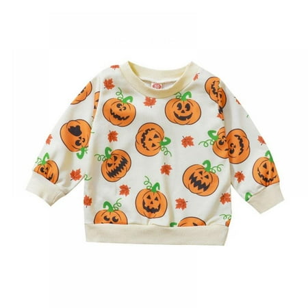 

Promotion!Baby Girl Boy Halloween Pumpkin Sweatshirt Long Sleeve Pullover Oversized Sweater Shirt Top Fall Winter Clothes