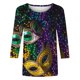 thumbnail image 5 of Xuyuer Carnival Style Print T-Shirt - Women's Fashion Loose Round Neck 3/4 Sleeve Top for Daily Wear, Festival Themed Outfits, Playful Seasonal Style & Streetwear Statement Piece, 5 of 5