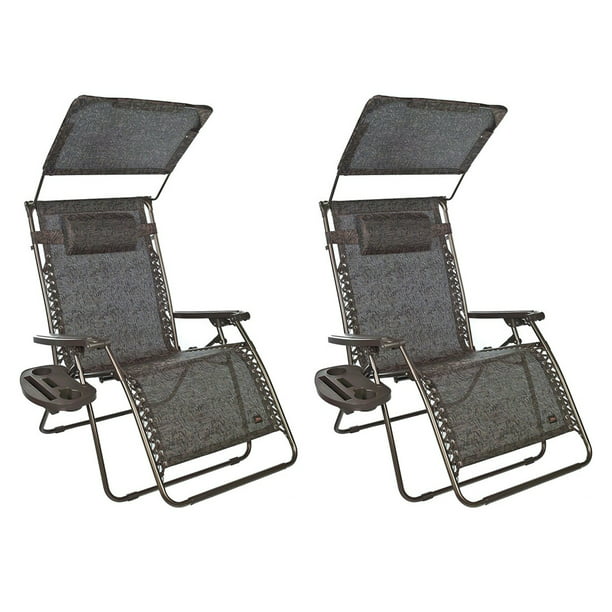 Bliss Hammocks 33 Inch XXL Zero Gravity Chair with Canopy, Brown (2