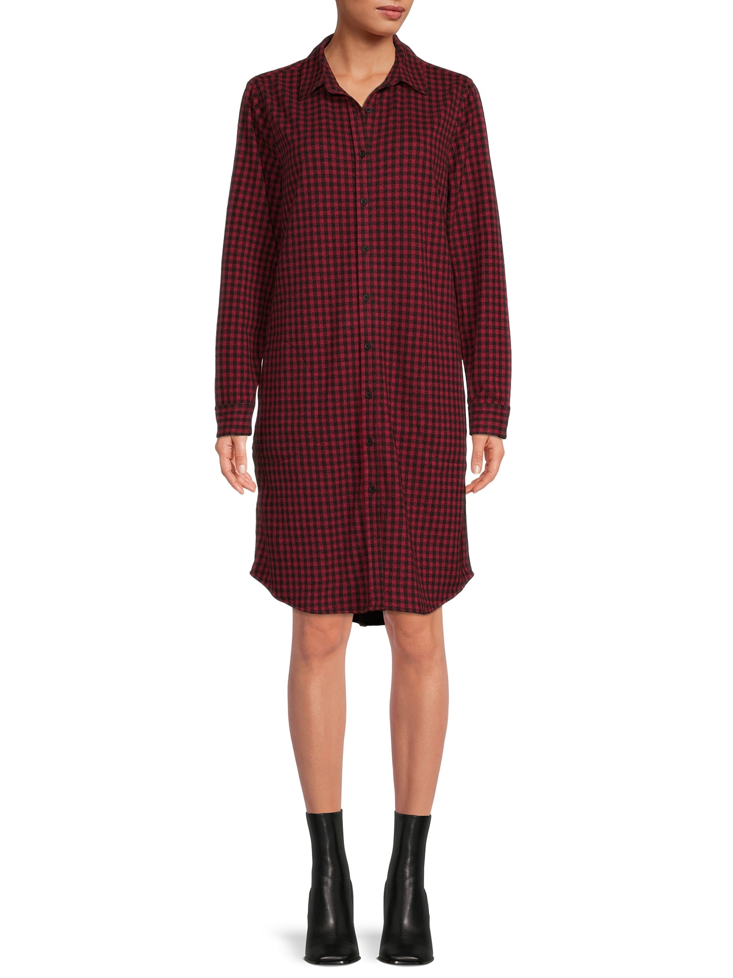 Blu White Blu's Women's Plaid Button Down Dress