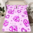 thumbnail image 2 of Manfei Cartoon Love Heart Queen Sheet Sets for Teen, Dreamy Purple Stars Flat Sheet, Buffalo Plaid Queen Fitted Sheet, Luxury Bedroom Decor, 4-Piece, 2 of 7
