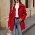 thumbnail image 7 of Edvintorg Womens Trench Coat Solid Color Long Sleeve Loose Long Jacket Turndown Collar Casual Button Down Outerwear with Pocket Woman Clothes Red S-2XL, 7 of 7