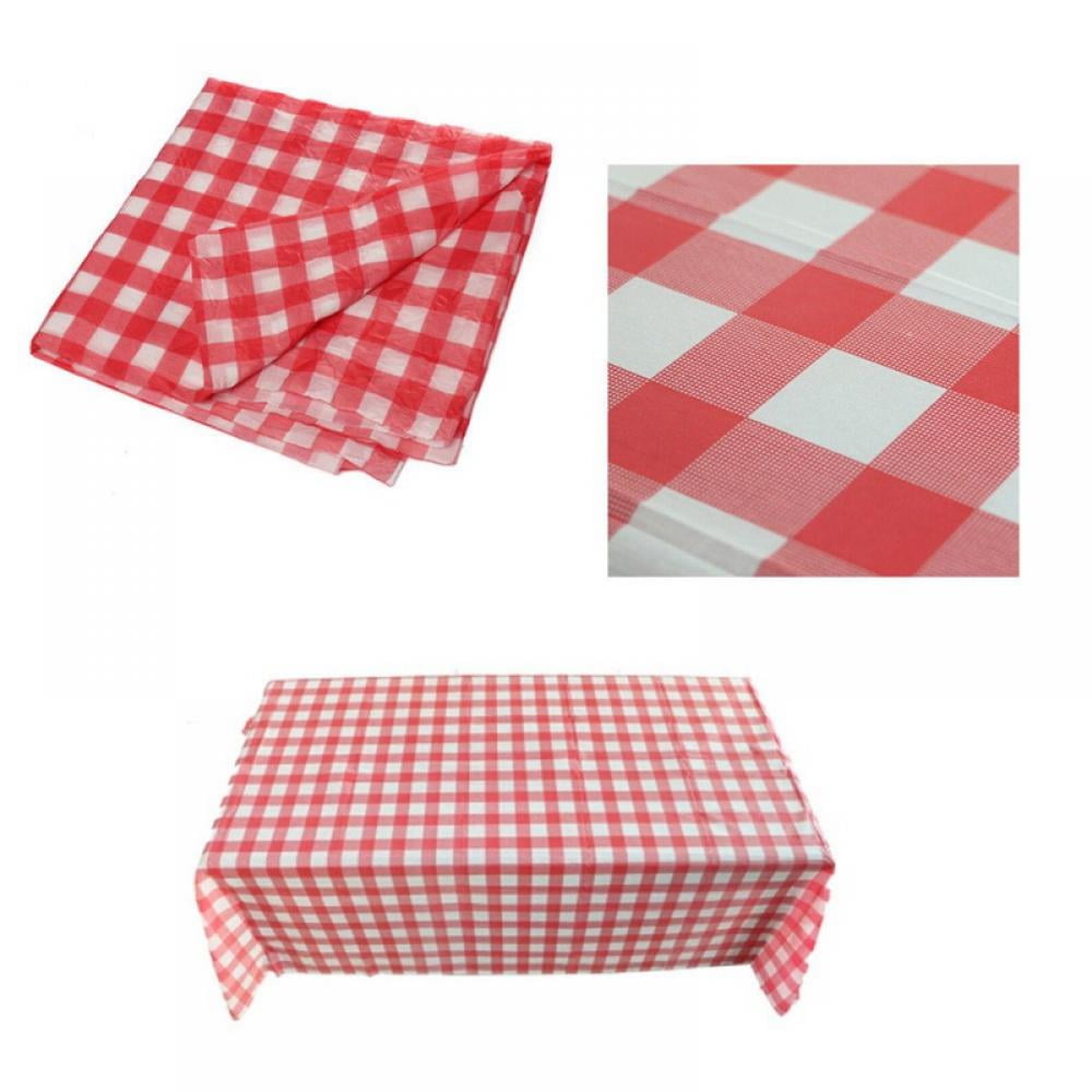 RED GINGHAM PICNIC CHECK SM VINYL WIPE CLEAN PVC TABLECLOTH 