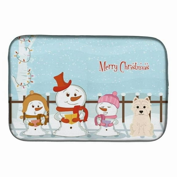 Merry Christmas Carolers Westie Dish Drying Mat