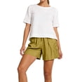 thumbnail image 2 of Guluxicc 2 Piece Women's Outfit Sets Basic T Shirt Matching Side Slit Shorts Eyelet Embroidery Casual Outfits for Spring and Summer, 2 of 5