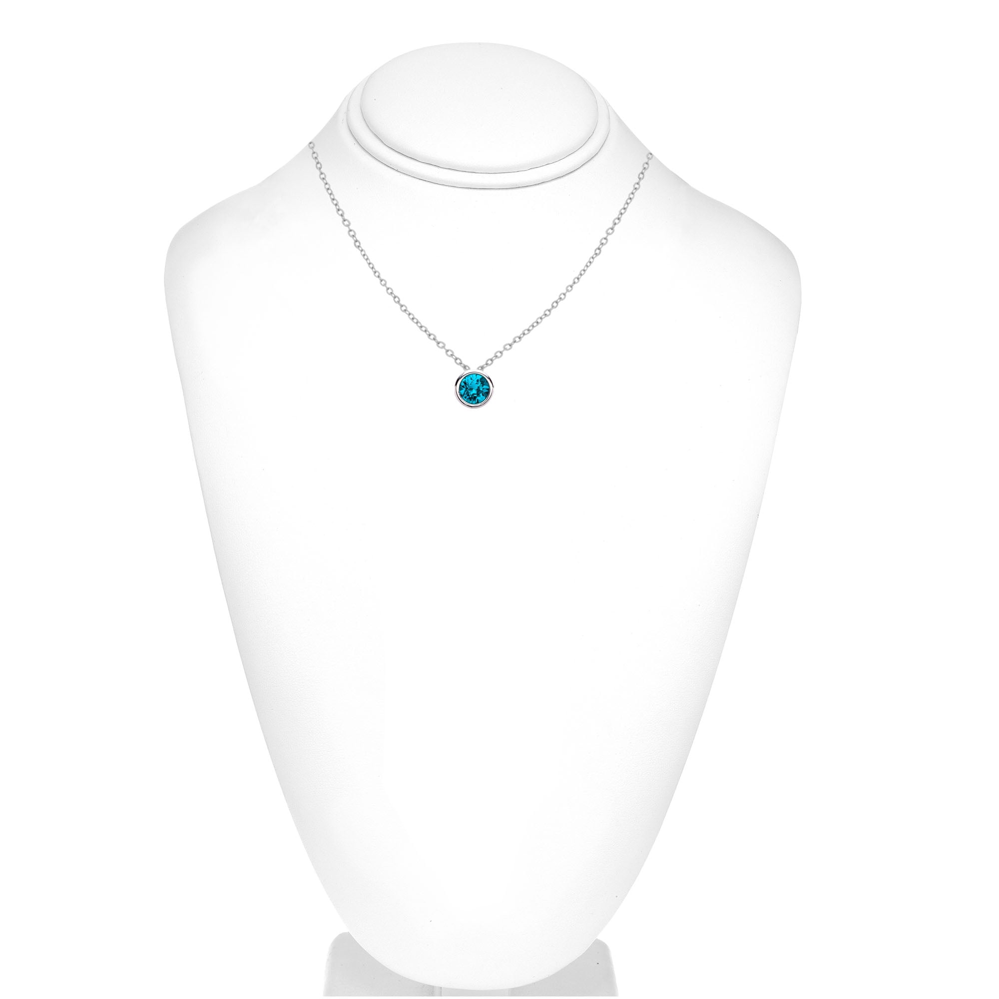 X & O Women's Fine Silver Plated Blue Zircon Crystal Pendant Necklace
