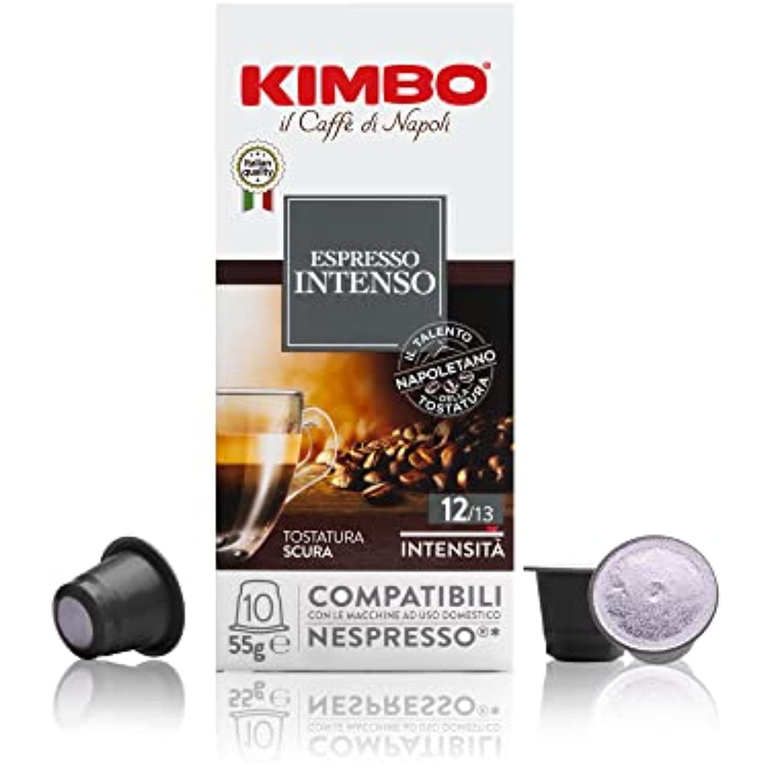 Nespresso Compatible Kimbo Intenso Espresso Capsules - 1 Case 100 Capsules.  Nespresso Original Line Only. (100 Capsuiles)
