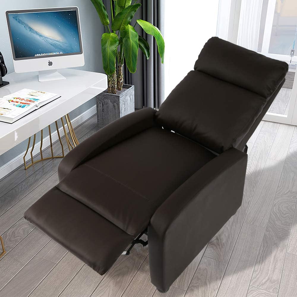 Dkelincs Recliner Chair for Adults Massage Sofa Chair Ergonomic Soft Reading Chair Living Room Chair Single Theater Seating Chair with Remote Control, Brown, Wood