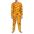 thumbnail image 3 of Salouo Bees on Hive Honeycomb Print Button-Front Long Sleeve Pajama Set for Men, Soft 2Pjs Men's Long Sleeve Sleepwear-X-Large, 3 of 7