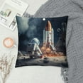 thumbnail image 2 of GOSMITH  Outer Space Pillow Covers Planet Astronaut Space Pillow Cases Decor for Nursery Kids Bedroom Playroom Classroom, (White Blue-Boy), 2 of 5