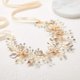 thumbnail image 5 of Diadema de boda dorada, tocado bohemio para piezas de cabello nupcial, perla de cristal, vid, flor, Halo, accesorios para el cabello de boda Ormromra CZMR-XM48, 5 of 8