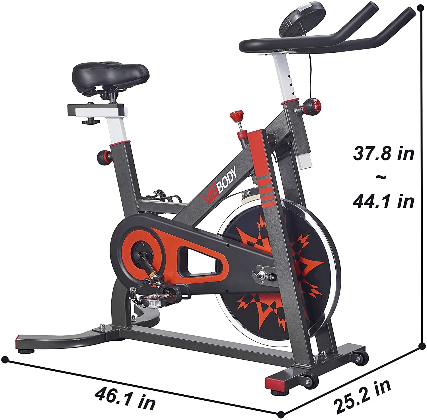 VIGBODY Exercise Bike Indoor Cycling Bike Adjustable Stationary Bicycle for Home Gym Workout Cardio Bikes Upright Bike 