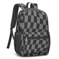 thumbnail image 2 of Gray and Black Wavy Checkered Pattern 17" School Backpacks for Teens,Waterproof Oxford Fabric,S-Shape Padded Straps for School,Travel,Hiking,Camping, 2 of 6